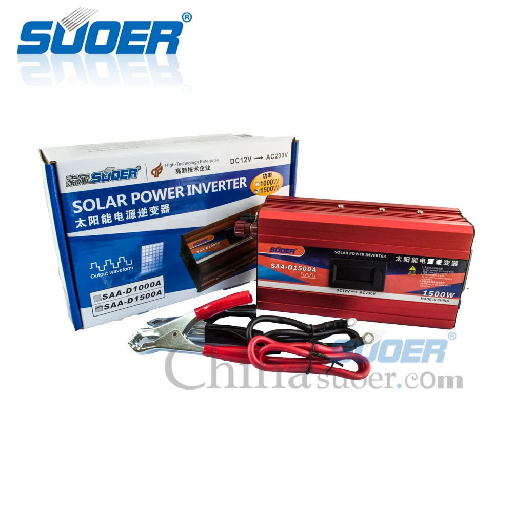 Suoer 12v1500w dc ac modified sine wave single phase power converter inverter