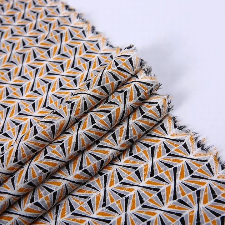 Fashional geometric shape print fabric rayon dotted  brocade woven jacquard  for dresses in jacquard fabric