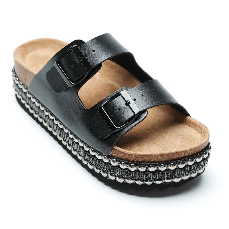 New Wholesale Women Platform Sandals with Studded Wedge Heel