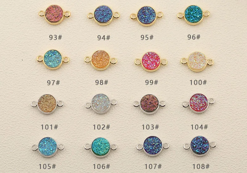 DIY Round Natural Druzy Pendants With Electroplated Gold Edge Druzzy Drusy Geode Dainty Charms Wholesale Supplies Handmade