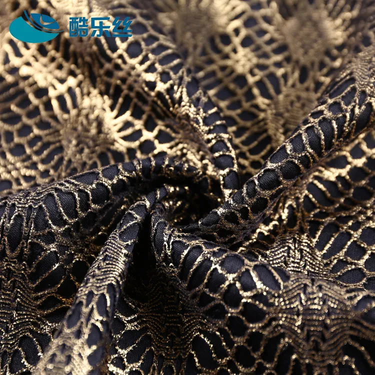 
2019 modern new design popular bronzed bonded beautiful 100 polyester brocade lace fabric 