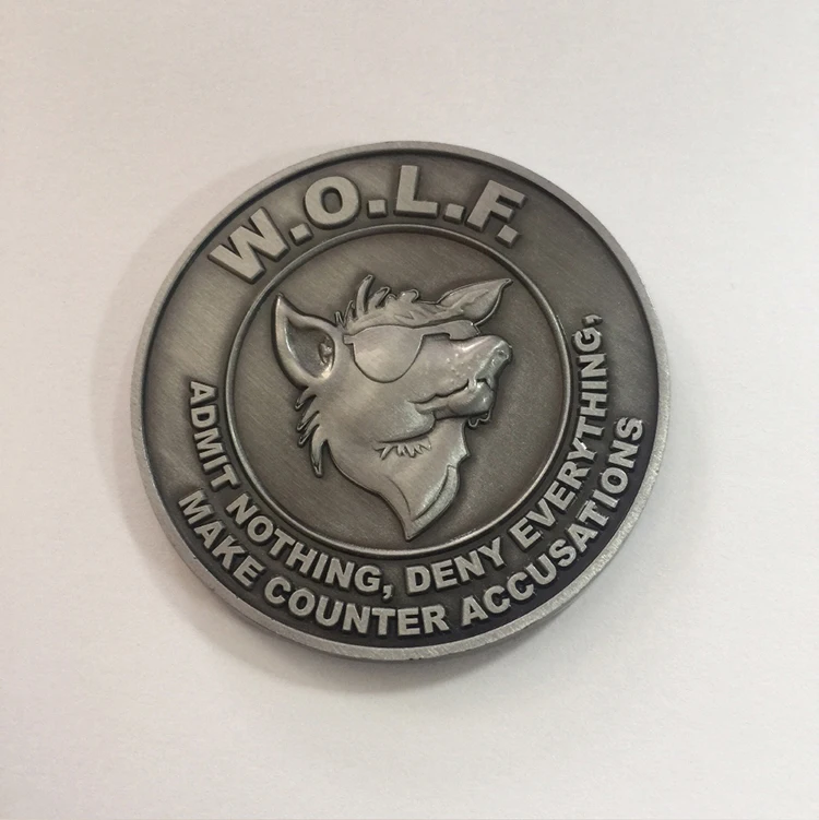 Custom wolf theme Russia metal souvenir coin
