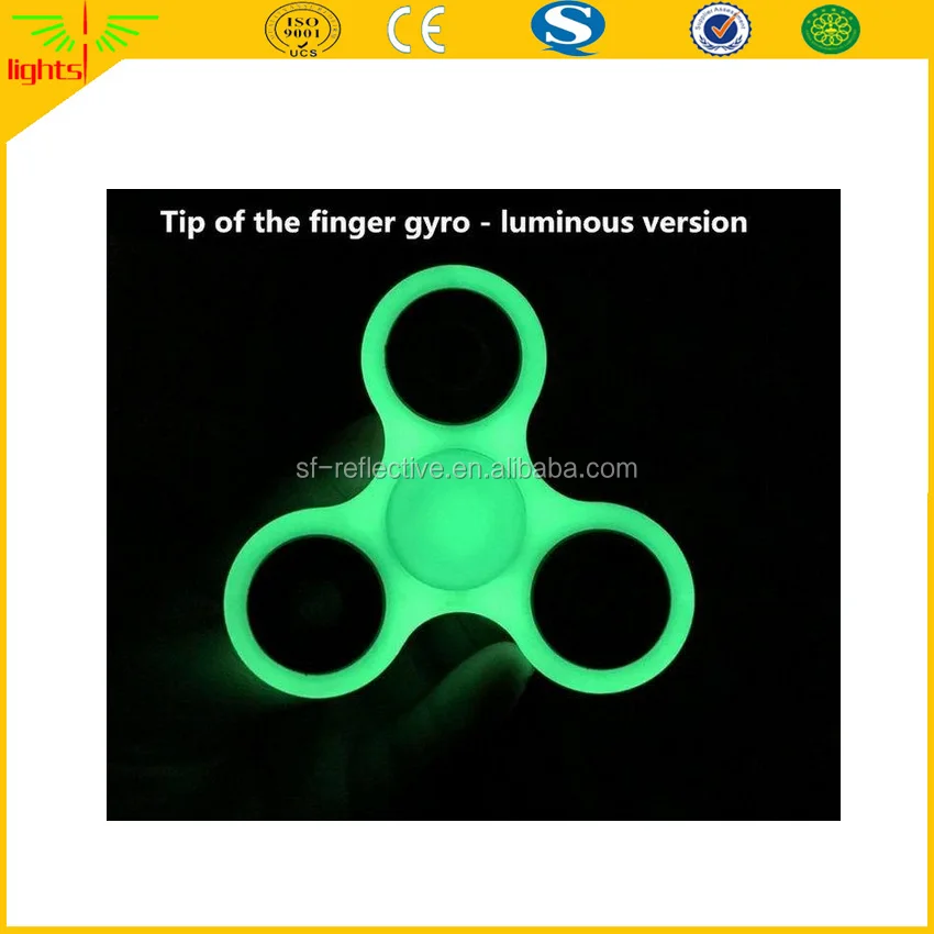 factory price glow in the dark finger spinning fidget spinner fidget 3 bearing toy top selling