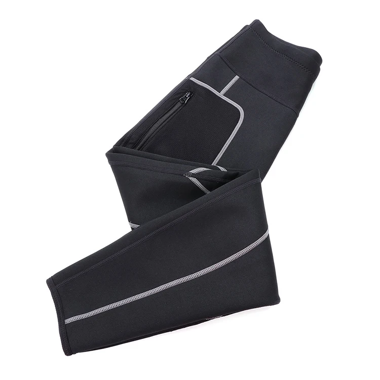 Custom Logo Women High Waist Yoga Neoprene Pants Leggings Fitness Waist Trimmer Control Swear Slimming Pants With Pocket