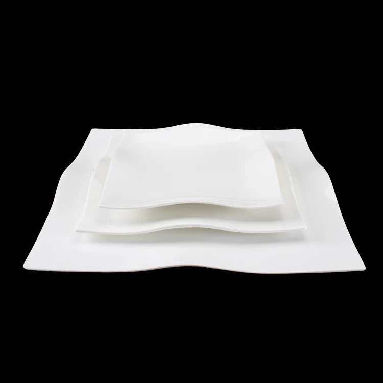 Rectangular white porcelain Tableware eco-friendly for hotel and restaurant banquet plate