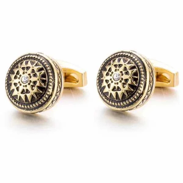 antique gold dotted cufflinks