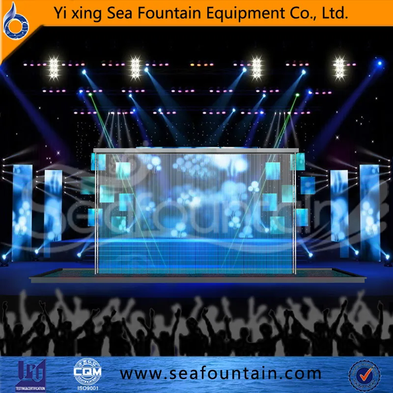 Fire mix water multicolored digital water curtain stage water screen