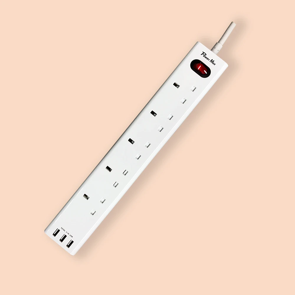 quality CE approval power strip BS CE uk plug socket switch extension UKCE 4 OUTLET EXTENSION LEAD WITH USB