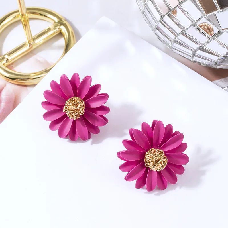 Barlaycs 2021 New Arrival wholesale Fashion Sweet Plastic Flower Stud Earrings for Women Jewelry Wedding Party