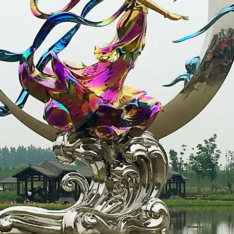 China Professional Manufacturer High Quality Chrome Paint Fiberglass Sculpture Multicolor Metal Polished Chrome Sculpture