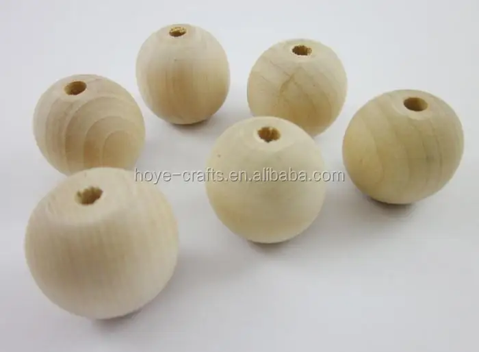 Popular 10mm Wooden Beads With  Hole Wood Round Ball Solid Natural Wooden Bead Accessories