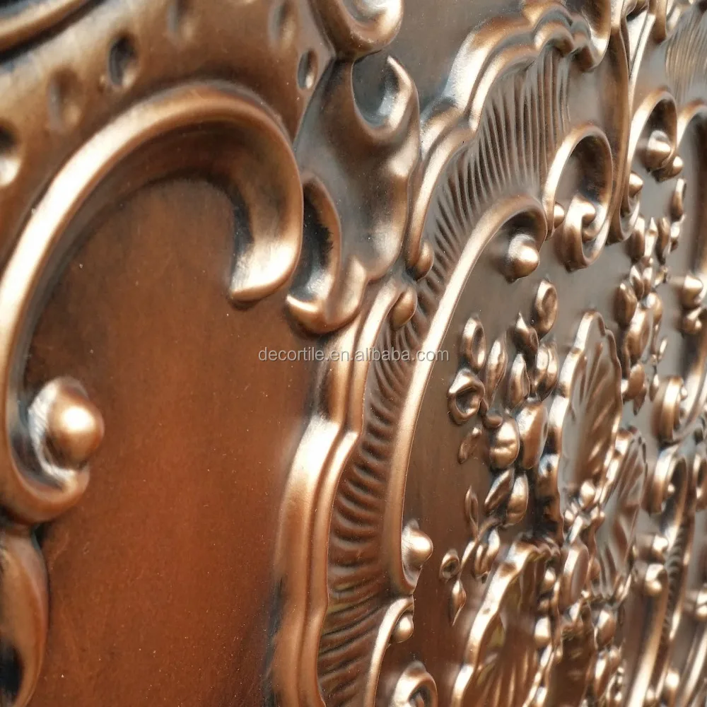 PL19 Faux tin Art Deco style 3D antiques copper ceiling tiles store shopping pub cafe club decorative wall panels