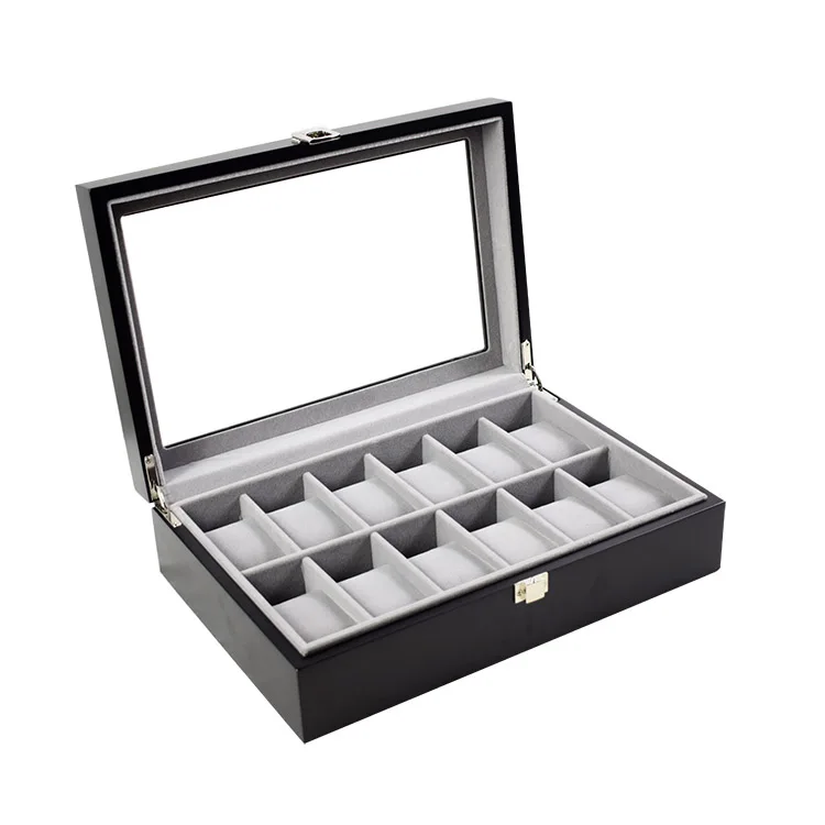 Luxury lacquer 12 slots watch display for men high quality watch storage box
