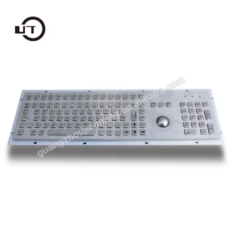 Metal Vandal Resistance Backlit Kiosk Keyboard Waterproof and Dustproof Stainless Steel with Touchpad and Trackball Metal Keybo