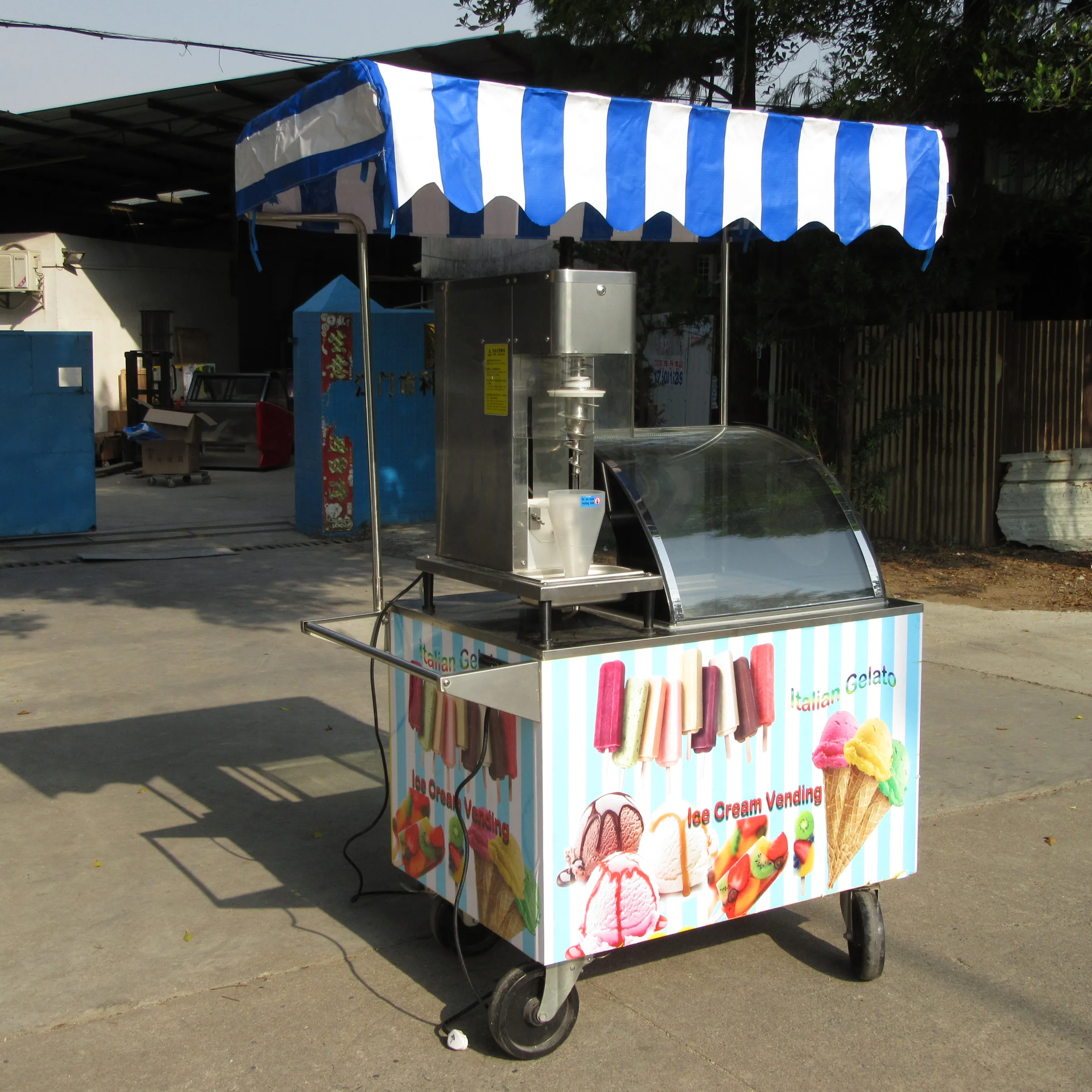 Italian Gelato bike Ice Cream street mobile push Popsicle Cabinet Freezers vending cart for outdoor