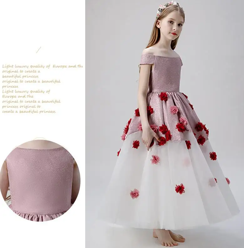 2019 factory price kids girl fashion korean party dress good quality elegant beautiful flower big girls party dress