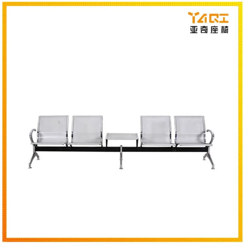 wholesale cheap modern silver color 4-seater middle table steel waiting room bench seating YA-26