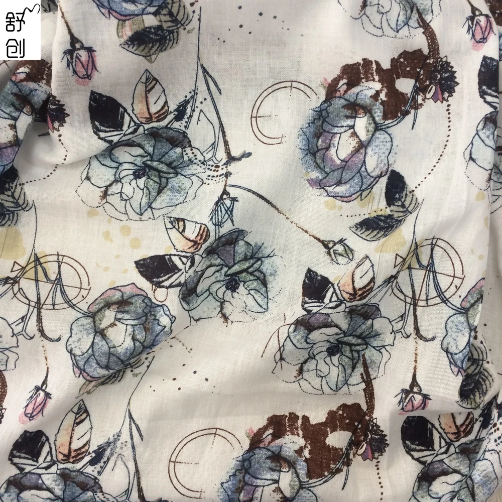 Ткань с принтом, летняя уличная ткань для женских платьев