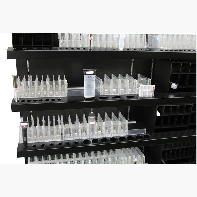 
Factory direct customized cosmetic display floor stands wall wood showcase designs retail furniture 