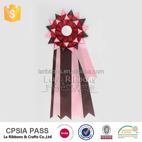 Horse meeting place ribbon made rosette award ribbon with tinplate buttons