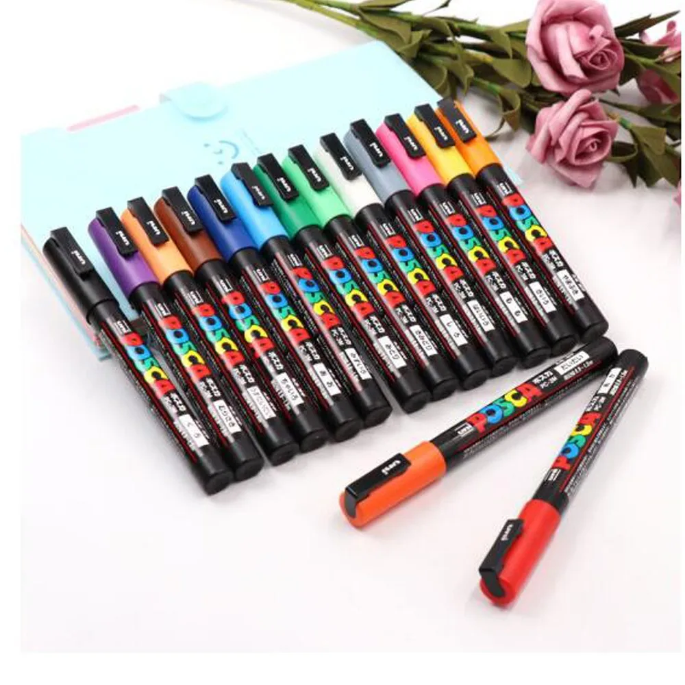 Uni Posca Marker Medium 15 Colors Set PC-5M 15C Mitsubishi Pencil Water Based