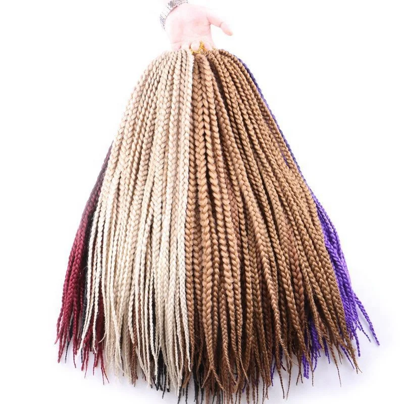 24inch 110grams 12roots/pack Ombre Purple Blonde Brown Color Jumbo Crochet Box Braids