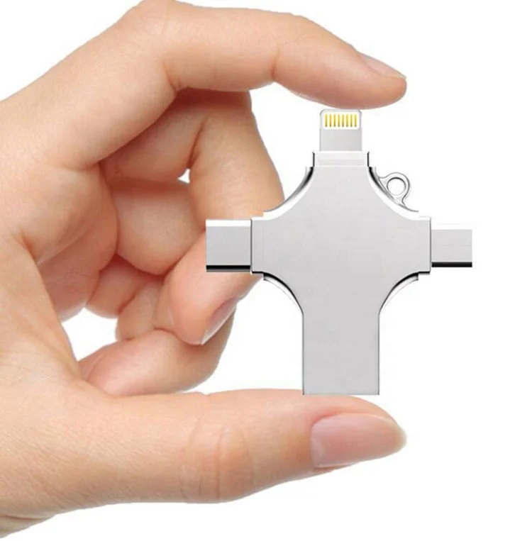 Wholesale metal cross four in one mobile phone U disk is applicable to android type-c 3.0 usb otg flash drive