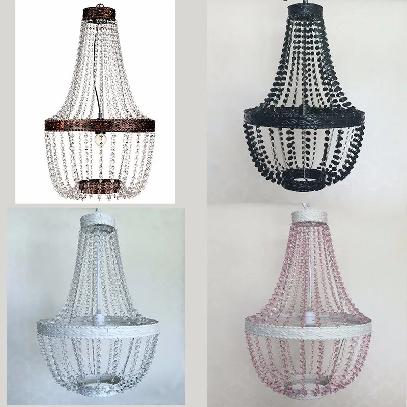 1 Light Easy Fit Crystal Ceiling Chandelier Style Crystal Droplets Pendant Shade