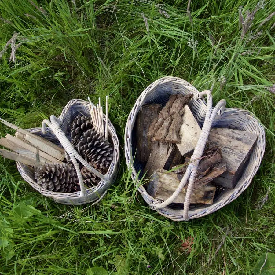 YULIN JIAFU Set of Two Large Small Grey Heart Wicker Baskets