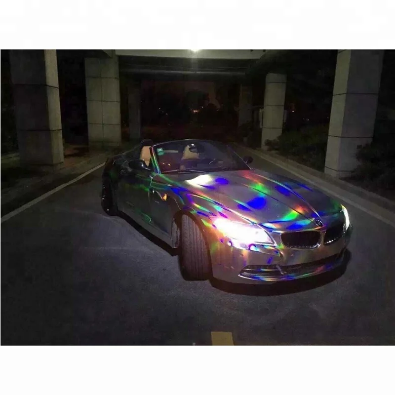 1.52*18m Holographic Silver laser Chrome mirror car vinyl wrap colorful color change vinyl to catch eyes for your car film