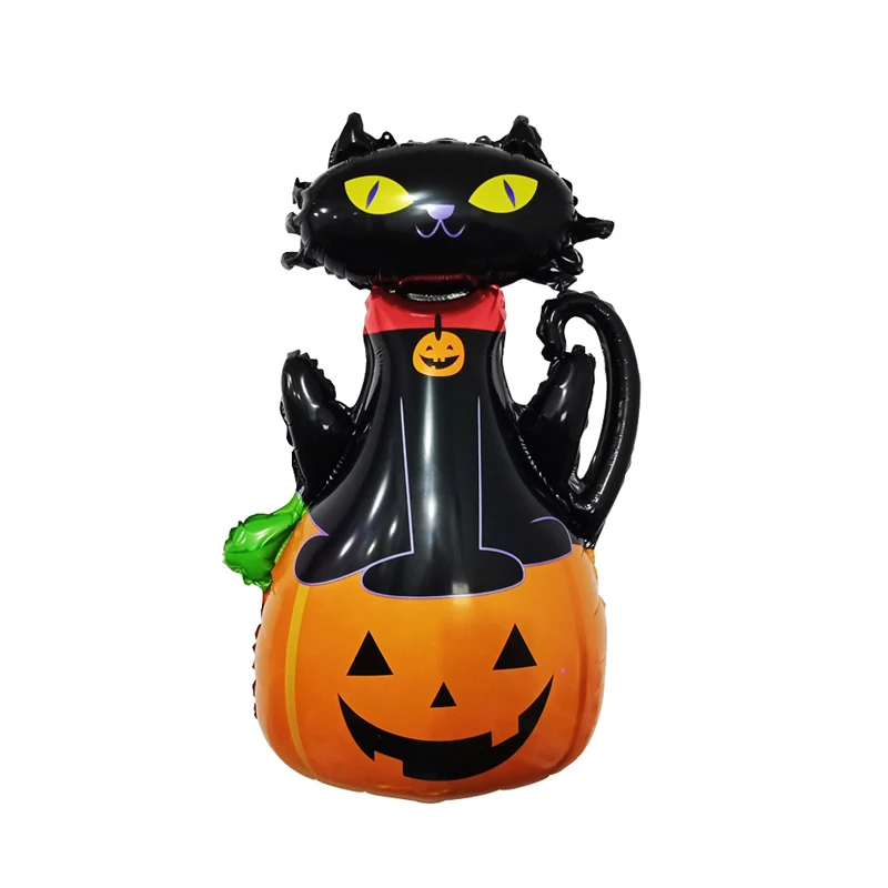 New black cat with pumpkin inflatable foil balloon hanging banner home decoration 16 inch letter halloween celebration ballons