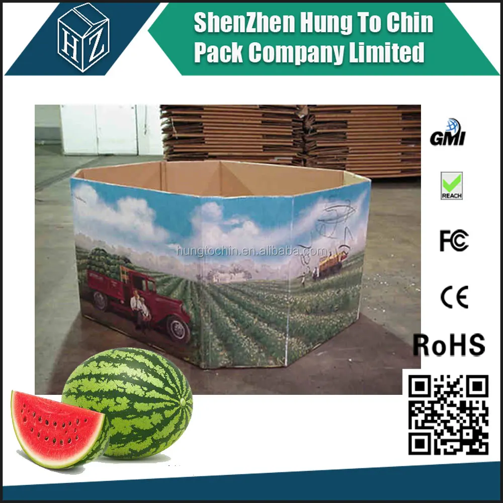 
Custom printed 5 ply double wall watermelon bin box packaging box 