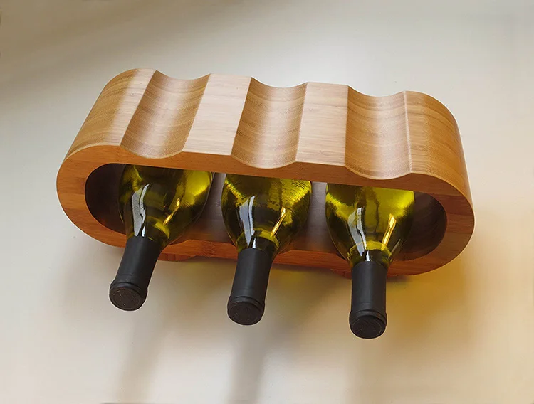 Wholesale Handmade Bamboo Kitchen Wine Holder Countertop Customized Wood Tabletop Wine Bottle Holder Rack for Home,Party,Wedding