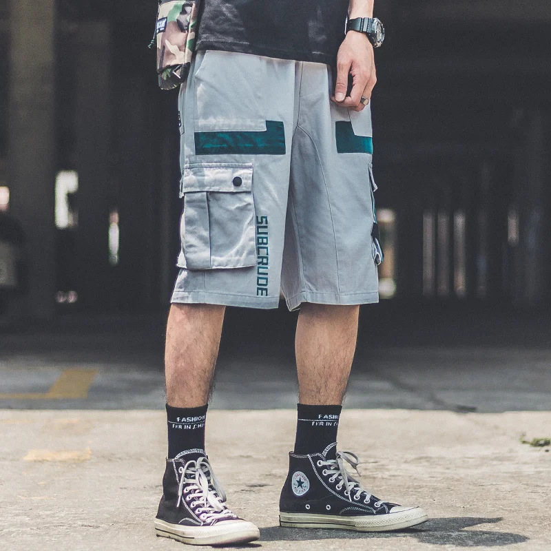 
Low MOQ summer color matching mens cargo pants with side pockets 