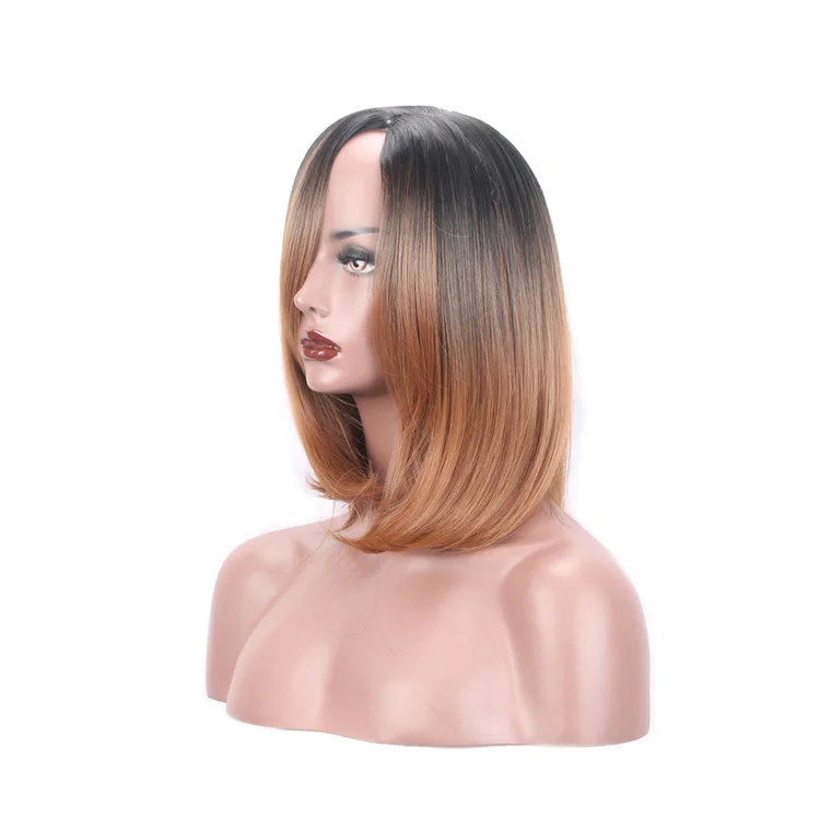 Synthetic short bob black/honey blonde ombre wig