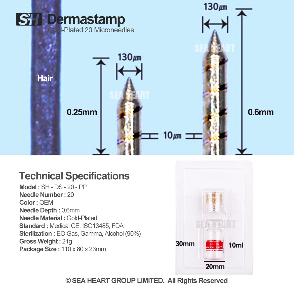  Мезотерапия гидравлическая игла 20 микроигл золотые наконечники Дерма штамп для гиалуроновой кислоты