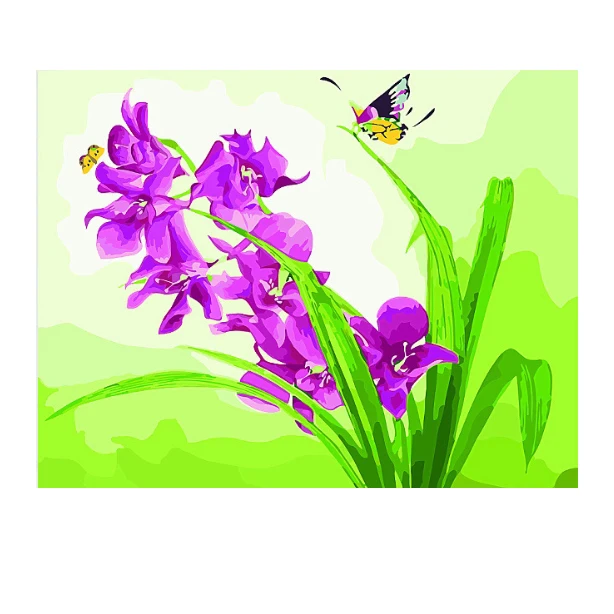 
Hot Selling Butterflies in Qingqing Grassland Decorative bedroom hanging Painting by numbers Diy Digital Oil Painting with Frame 