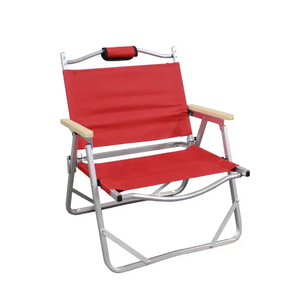 Beach Wood folding camping chair with wood armrest