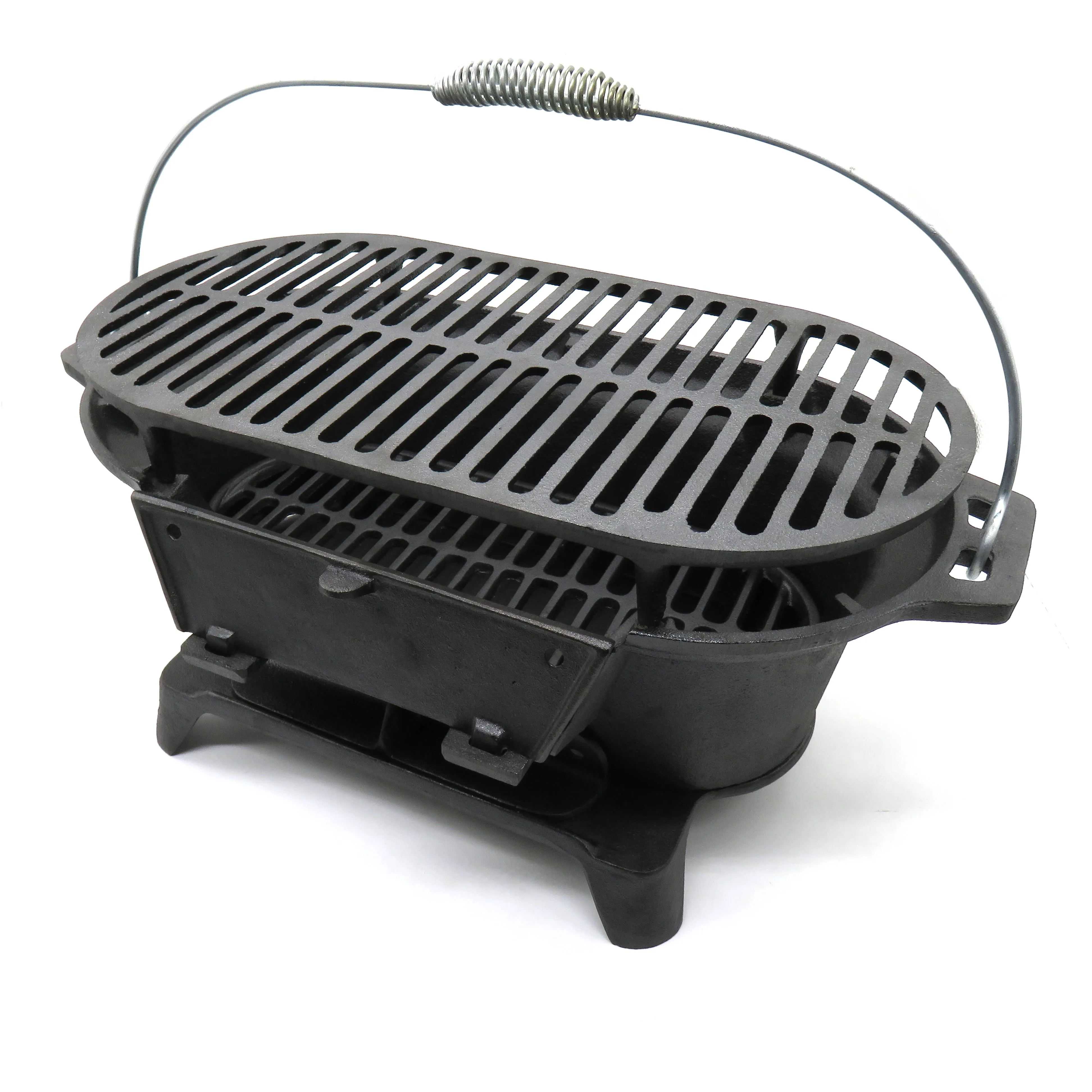 Cast Iron Portable Outdoor BBQ Grill Small Camping Charcoal Barbecue Grill