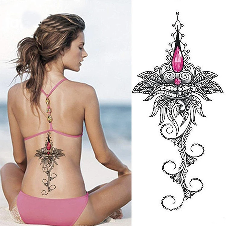 Fashion non-toxic flowers decal temporary body sticker lower back tattoo for women