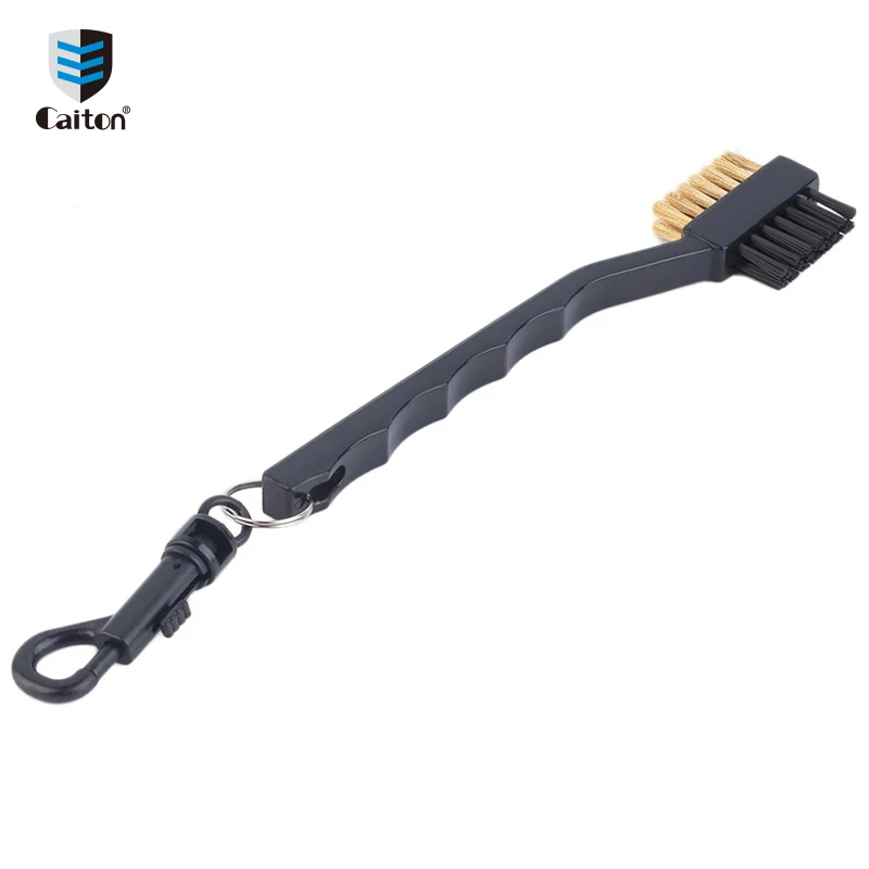 Caiton Portable Double Sided Brass Wires Nylon Golf Brush Clip Ball Cleaner Cleaning Kit Tool Accessories