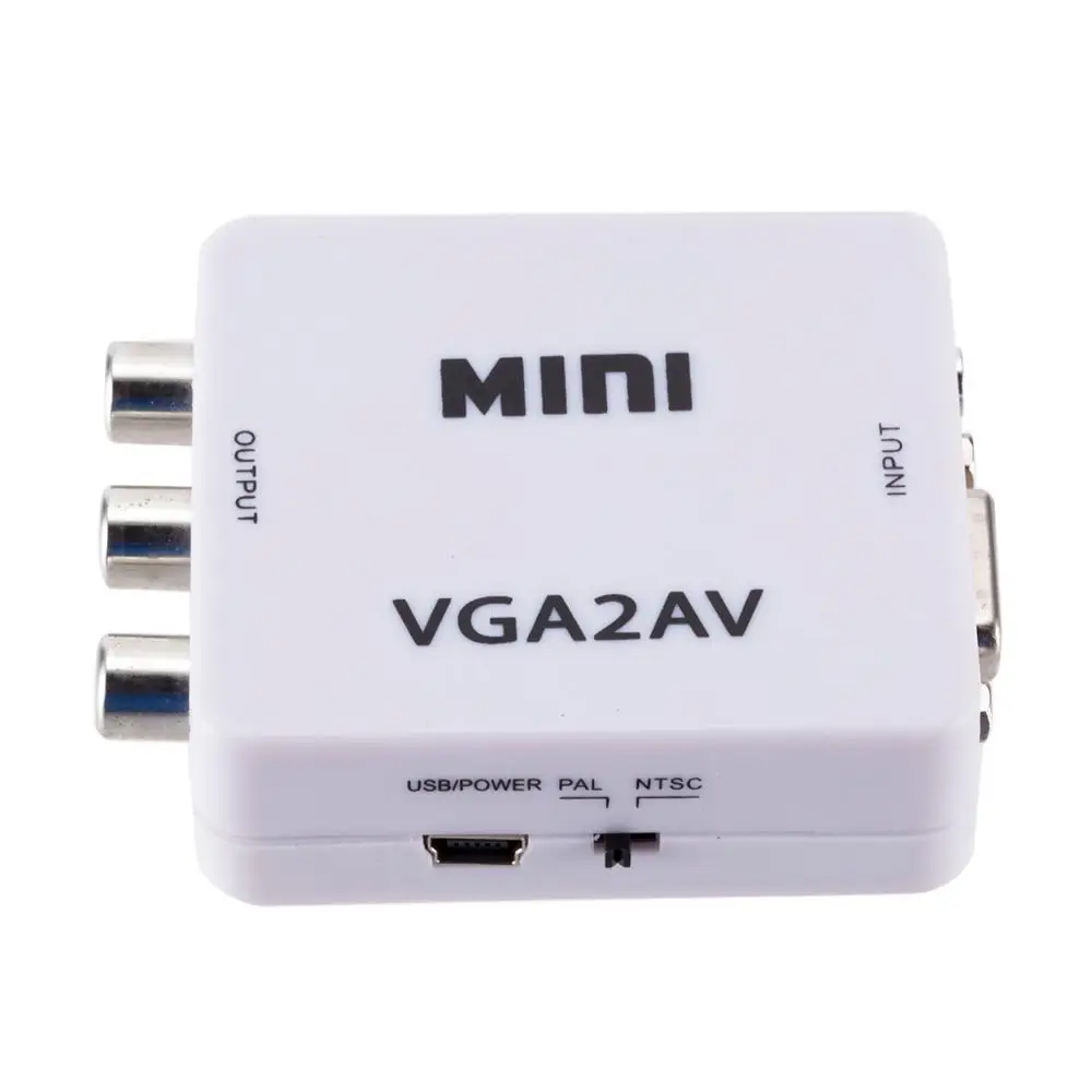 Mini VGA to AV RCA Converter with 3.5mm Audio for HDTV PC  1080P VGA to AV Converter PC to TV HD Computer to TV