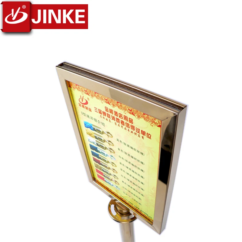 Queue Post Advertising Sign Holder Stand with Titanium Golden Finish/ Menu Display Pillar