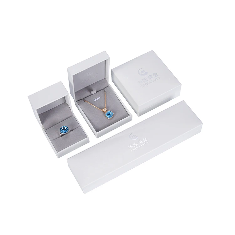 Proposal wedding custom double wedding ring box, necklace white paper jewelry box custom