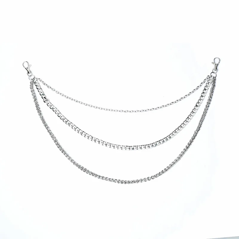 Mens Punk Jewelry Metal Wallet Belt Chain Rock Punk Trousers Hipster Pant Jean Keychain Silver Ring Clip Keyring