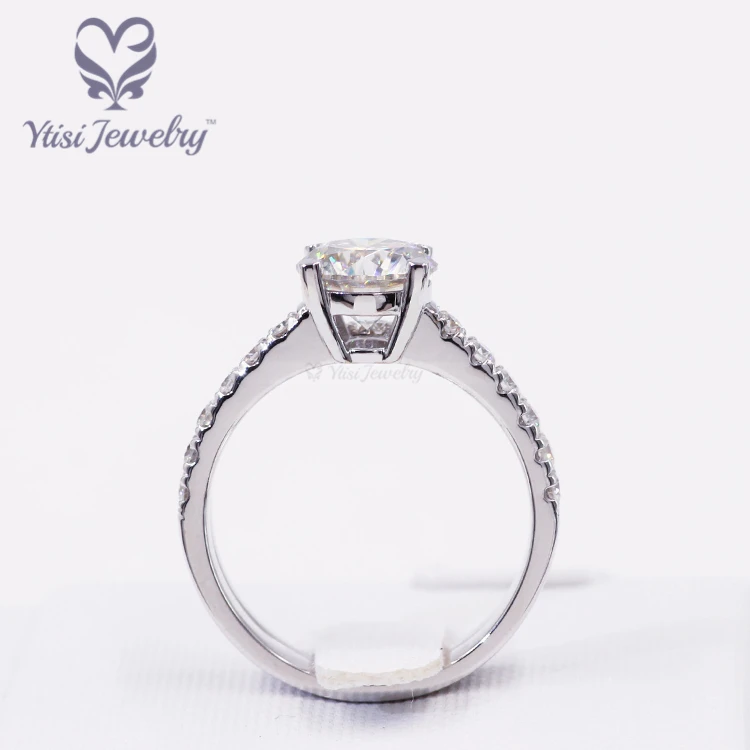 14k white gold wedding ring set 2ct round H&A cut moissanite lady ring