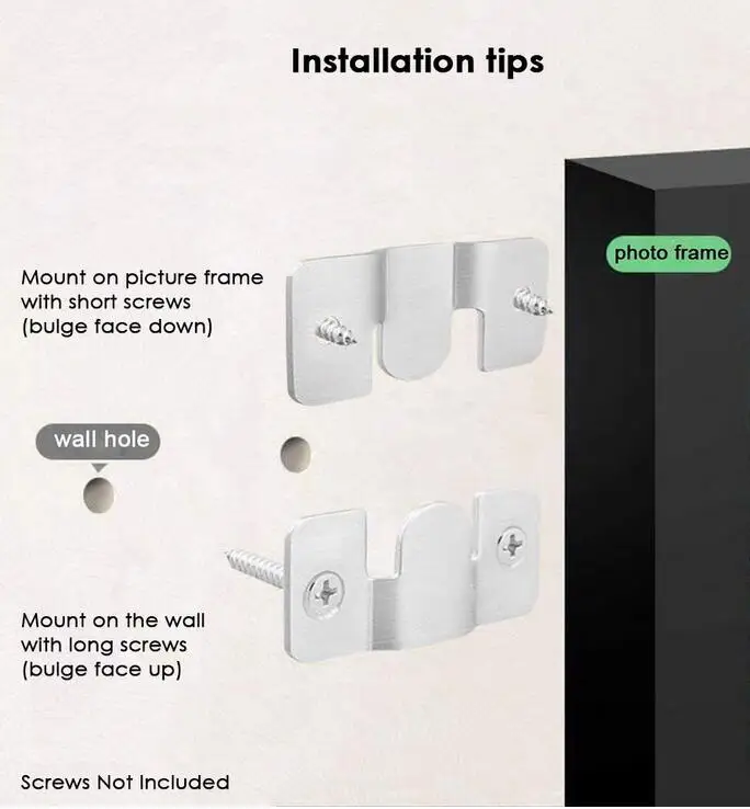 Кронштейн для скрытого монтажа с крючком для фоторамки, сверхпрочный нержавеющий держатель для картин, Z-образный зажим для больших картин