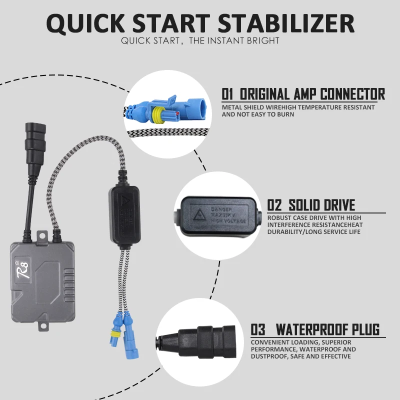 R8 55W Fast Bright HID Adjustable Ballast Quick Start Electronic Ballast Xenon AC xenon hid ballast