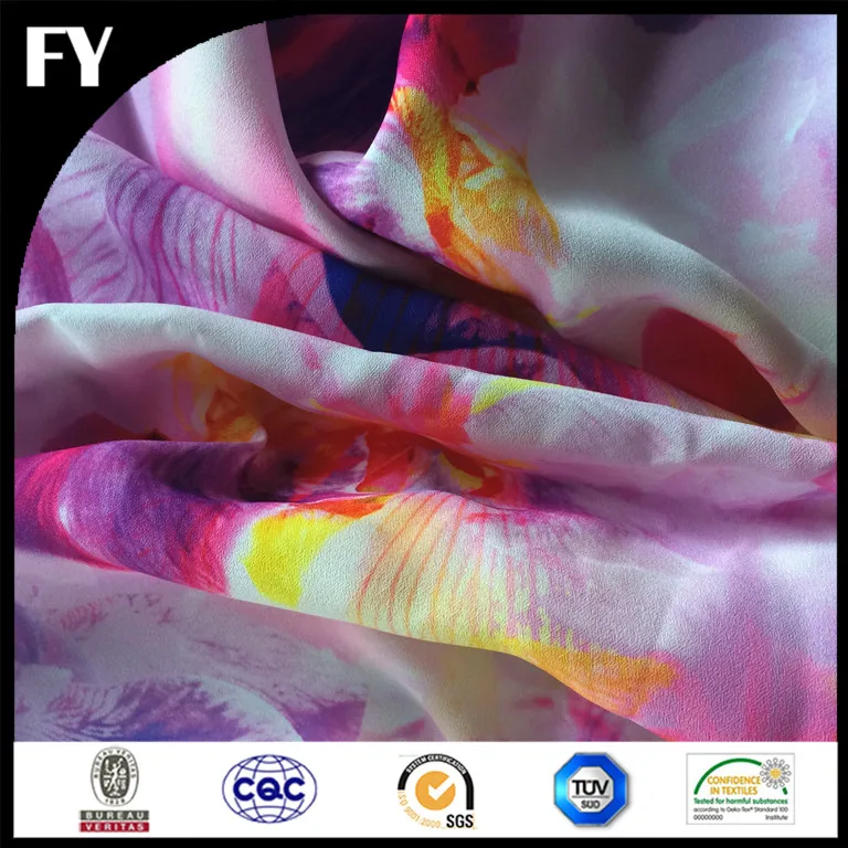 
Custom Designed digital print pure silk crepe fabric 