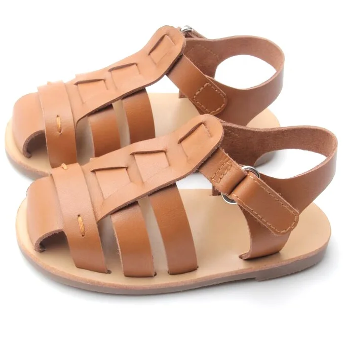 Wholesale Summer Kids Genuine Leather Fashion Hard Bottom Baby Sandal Shoes